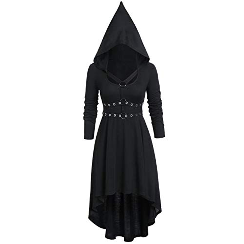Darringls Gothic Kleider für Frauen Vintage Hexenkleid mittelalterliches Kleid weibliches Halloween Vampir Kostüm Frauen langes Kleid mit Kapuze Mantel Kleid mit Kapuze Halloween Cosplay Kostüm von Darringls