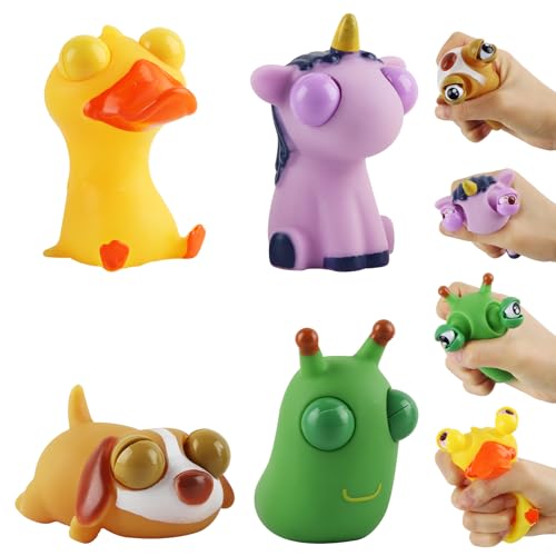 Squeeze Spielzeug, Darryy 4 Stück Popping Out Eyes Squeeze Toys, Stress Squeeze Spielzeug, Squishy Squeeze Spielzeug, Lustig Augen Out Squeeze Spielzeug für Erwachsene und Kinder von Darryy
