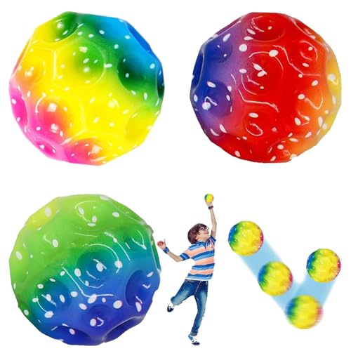 Darryy Astro Jump Ball, 3 Stück Moon Ball Hohe Springender Gummiball, Super High Bouncing Bounciest Lightweight Foam Ball, Space Ball, Stressabbau Spielzeug, 7 cm Hohe Bounce-Loch-Ball von Darryy