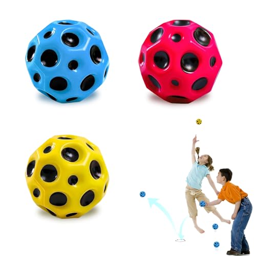 Darryy Astro Jump Ball, 3 Stück Moon Ball Hohe Springender Gummiball, Super High Bouncing Bounciest Lightweight Foam Ball, Space Ball, Stressabbau Spielzeug, 7 cm Hohe Bounce-Loch-Ball von Darryy