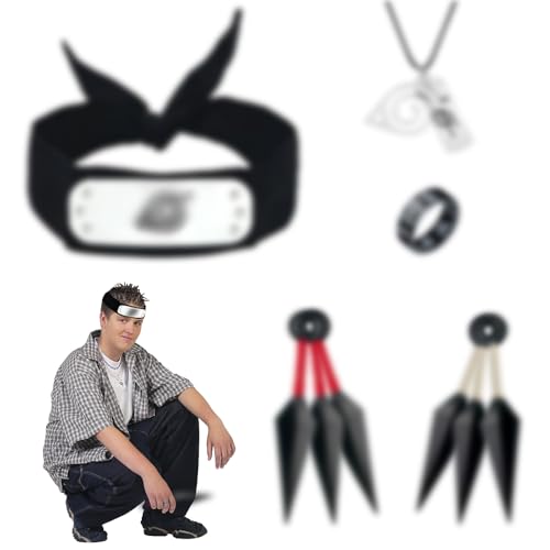 Darryy Karikatur Cosplay Zubehör Set, Konoha Headband, Halskette Ring, Anime Role Play Kostüm Zubehör für Karneval, Fasching, Fasching, Rollenspiele für Kinder und Erwachsene Darryy Karikatur Cosplay Zubehör Set, Konoha Headband, Halskette Ring, Anime Role Play Kostüm Zubehör für Karneval, Fasching, Fasching, Rollenspiele für Kinder und Erwachsene von Darryy