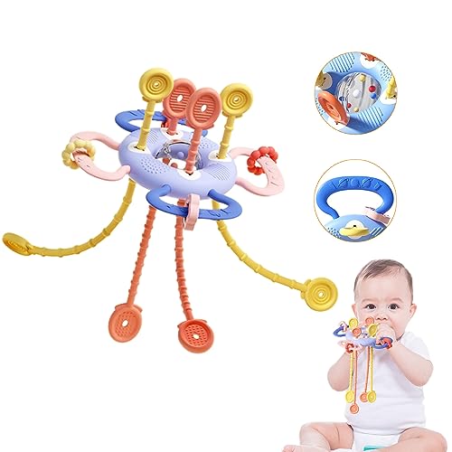 Darryy Sensorisches Baby Spielzeug, Montessori Spielzeug ab 1 Jahr, Baby Motorikspielzeug, Silikon Zugschnur Spielzeug für Babys in Lebensmittelqualität ab 18+ Monaten, 1,2,3 Jahr von Darryy