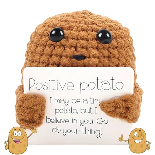 Darryy Positive Potato Puppe, Lustige Kartoffel Puppe, Mutmacher Geschenk, Mini-Plüsch Figur, Positive Energie, Ermutigende Botschaften, Braun, 5 cm von Darryy