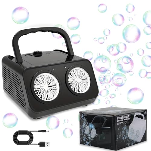 Darryy Seifenblasenmaschine 20000+ /Min, Elektrische Seifenblasenmaschine, Bubble Machine 26 Blasenlöcher, USB-oder Batteriebetrieb von Darryy