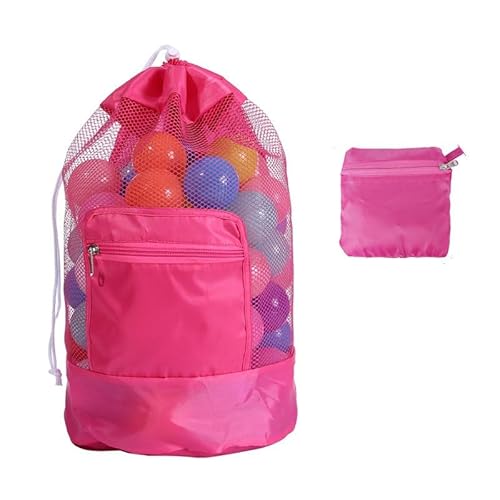 Darryy Strandspielzeug Tasche, Große Strandspielzeug Netztasche, Wasserspielzeug Rücksack Beutel, Schnell Trocknend, Faltbar, zum Schwimmen, Spielen am Strand und für den Familienurlaub (Rosa) von Darryy