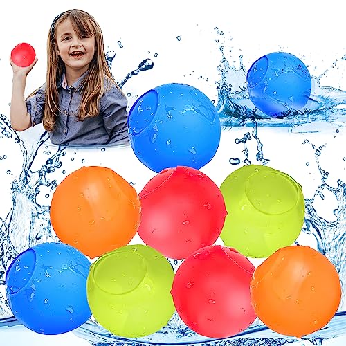 Darryy Wiederverwendbare Wasserballons, 8 Stück Wasserbomben Wiederverwendbar Selbstschließend, Silikon Wasserbälle Schnelles Befüllen, Wasserbomben Spielzeug Set, Spaß Spielzeug für draußen von Darryy