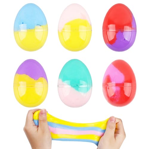 Schleim Eier, Darryy 6 Pcs Ostern Schleim Ei, Schleim DIY, Stress abbauender Schleim Schleimspielzeug, Ostern Thematische Party Dekorationen, Ostern Korb Füller, Ostern Geschenke von Darryy