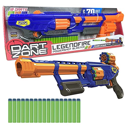 Dart Zone Legendfire Pump-Action Powershot Blaster - Spielzeugpistolen für 8+ Jahre - Inkl. 18 Dart Zone Waffel Tip Patronen - Kompatibel mit Dart Zone Schaumstoffpfeilen und den meisten Nerf Pfeilen von Dart Zone