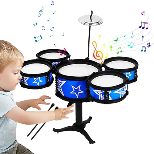 Kinder-Schlagzeug, 3-teilig, Anfänger-Schlagzeug, Junior-Schlagzeug, Musikgeschenke, Spielzeug für Jungen und Mädchen, Schlagzeug-Musikinstrument für Anfänger-Musikübungen, Weihnachtsgeburtstagsgesche von Darwaza