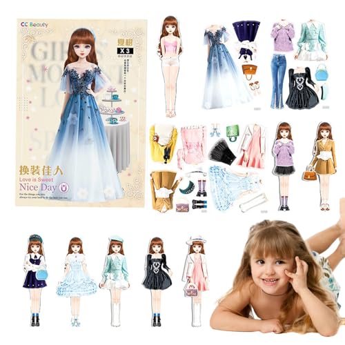 Magnetic Dress Up Games, Magnetic Princess Dress Up Doll Made of Paper, Portable Magnetic Dress-up Puzzle Without Burrs for Girls, Birthday von Darwaza