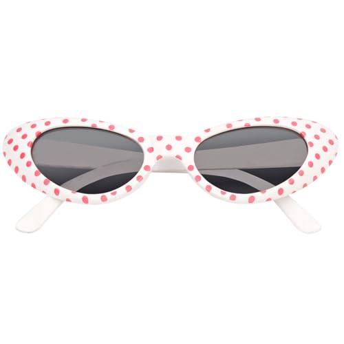 Cat Eye Brille Sandy mit Punkten – Stylische Rockabilly-Brille im 50er und 60er Jahre Look, perfekt für Kostüme und Partys! - Weiß Rosa Cat Eye Brille Sandy mit Punkten – Stylische Rockabilly-Brille im 50er und 60er Jahre Look, perfekt für Kostüme und Partys! - Weiß Rosa von Das Kostümland