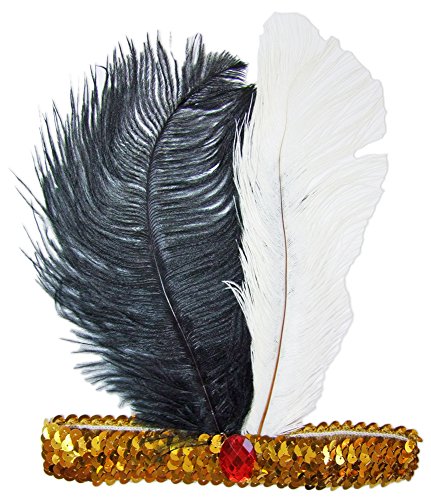 Charleston Feder Stirnband Gold - Haarschmuck zum 20er Jahre Kostüm Charleston Feder Stirnband Gold - Haarschmuck zum 20er Jahre Kostüm von Das Kostümland