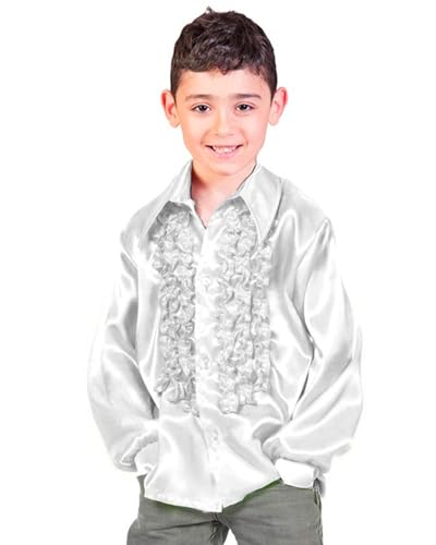 Das Kostümland 70er Jahre Satin Rüschenhemd Johnny für Kinder | Silber 140 Das Kostümland 70er Jahre Satin Rüschenhemd Johnny für Kinder | Silber 140 von Das Kostümland