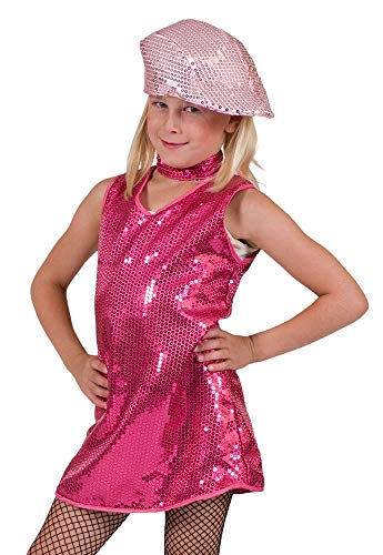 Das Kostümland Disco Pailetten Kleid Pink Gr. 116 von Das Kostümland