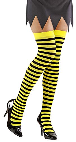 Das Kostümland Halterlose Ringelstrümpfe in Neonfarben - Gelb Schwarz von Das Kostümland