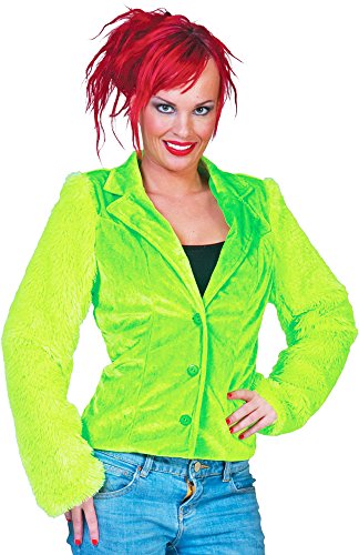 Das Kostümland Hippie Jacke Grace in Plüsch-Optik für Damen - Neon Grün Gr. 36 38 von Das Kostümland