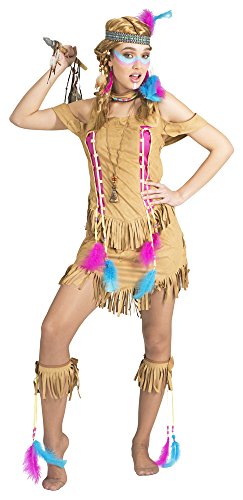 Das Kostümland Indianerin Kostüm Feather für Damen | Braun Pink - Indianerkostüm Lederoptik Theater Mottoparty Wilder Westen Western Native Federn Karneval Fasching Gr. 44 46 Das Kostümland Indianerin Kostüm Feather für Damen | Braun Pink - Indianerkostüm Lederoptik Theater Mottoparty Wilder Westen Western Native Federn Karneval Fasching Gr. 44 46 von Das Kostümland