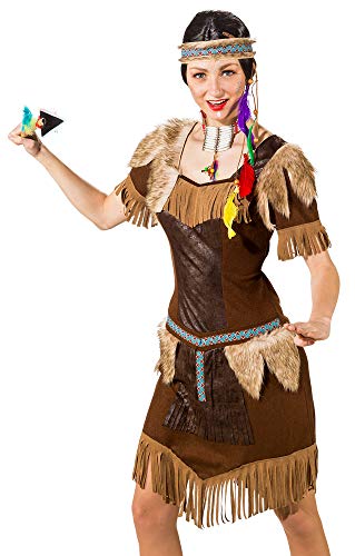 Das Kostümland Indianerin Tallulah Kostüm für Damen mit Fellbesatz - Braun Gr. 38/40 von Das Kostümland