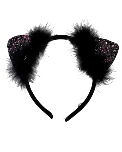 Das Kostümland Katzenohren Haarreif mit Federn und Glitter | Schwarz (1) Das Kostümland Katzenohren Haarreif mit Federn und Glitter | Schwarz (1) von Das Kostümland