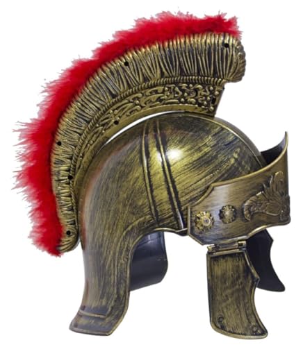 Das Kostümland Römer Helm mit Visier & rotem Marabu-Federbesatz | Hochwertiges Gladiatoren-Accessoire für Fasching, Karneval, LARP & Mottopartys | Perfekte Ergänzung für Römer- & Legionär-Kostüme Das Kostümland Römer Helm mit Visier & rotem Marabu-Federbesatz | Hochwertiges Gladiatoren-Accessoire für Fasching, Karneval, LARP & Mottopartys | Perfekte Ergänzung für Römer- & Legionär-Kostüme von Das Kostümland