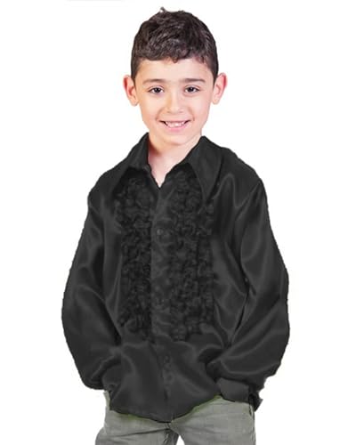 Das Kostümland Satin Rüschenhemd Johnny für Kinder - Schwarz 128 von Das Kostümland