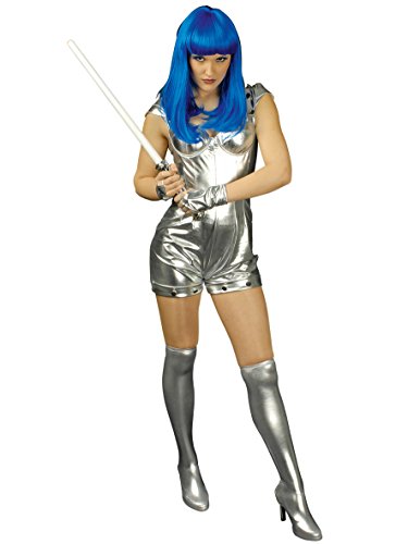Das Kostümland Spacegirl Kostüm für Damen - Anzug Stulpen Silber - Gr. 40/42 von Das Kostümland