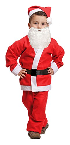 Das Kostümland Weihnachtsmann Nikolaus Kostüm für Kinder | 5-tlg. Komplettset Anzug und Bart 4-6 Jahre von Das Kostümland