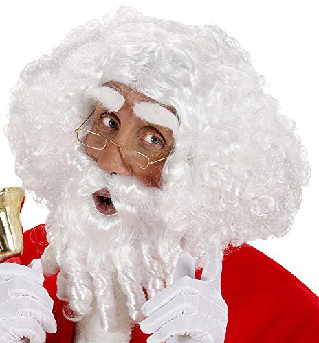 Widmann X0784 Weihnachtsmann Perücke mit Locken, Bart, Schnurrbart und Augenbrauen, weiß von Das Kostümland