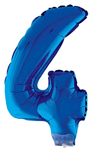 Das Kostümland Zahlen Folienballon 41 cm mit Stab - Blau Zahl 4 Das Kostümland Zahlen Folienballon 41 cm mit Stab - Blau Zahl 4 von Das Kostümland