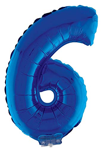 Das Kostümland Zahlen Folienballon 41 cm mit Stab - Blau Zahl 6 von Das Kostümland