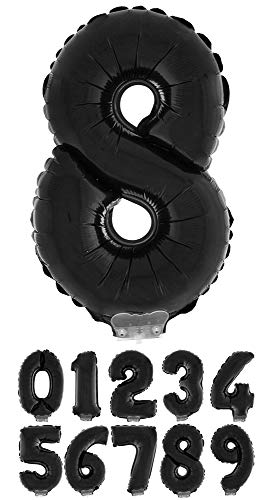 Das Kostümland Zahlen Folienballon 41 cm mit Stab - Schwarz Zahl 8 von Das Kostümland