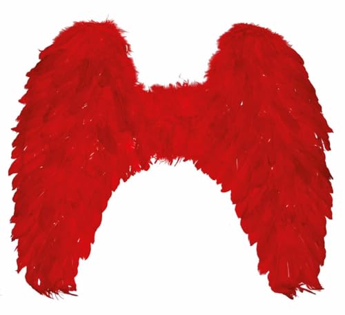 Engelsflügel 70 x 65 cm | Federn Rot - Faschingsaccessoire Engelskostüm Teufelsverkleidung Karneval Federn Dämon Engelszubehör Junggesellenabschied Weihnachten Engelsflügel 70 x 65 cm | Federn Rot - Faschingsaccessoire Engelskostüm Teufelsverkleidung Karneval Federn Dämon Engelszubehör Junggesellenabschied Weihnachten von Das Kostümland