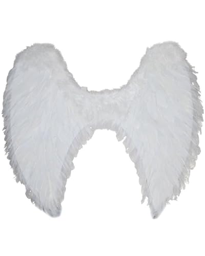 Engelsflügel 65 x 65 cm | Federn Weiß - Zubehör Engelskostüm Angel Weihnachten Adventszeit Heiligabend Fasching Federn Flügel Amor Valentinstag Junggesellenabschied Theater von Das Kostümland