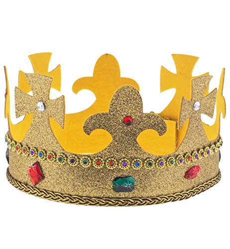 Glitzer Gold Krone mit Edelsteinen - Tolle Königskrone zu Karneval, Mottoparty, Junggesellenabschied für Erwachsene zum Konig oder Königinnen Kostüm Glitzer Gold Krone mit Edelsteinen - Tolle Königskrone zu Karneval, Mottoparty, Junggesellenabschied für Erwachsene zum Konig oder Königinnen Kostüm von Das Kostümland