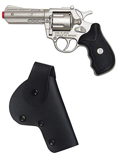 Gonher 433/0-8-Schuss Revolver mit Holster Police zum Kostüm Polizist FBI oder CIA Agent von Das Kostümland