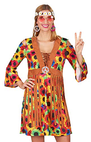 Hippie Damen Kostümkleid "Sunny" mit Fransen - Gr. 36/38 von Das Kostümland