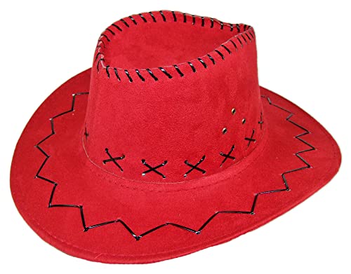 Kinder Cowboyhut mit Ziernähten - Rot - Toller Westernhut zum Kostüm von Das Kostümland
