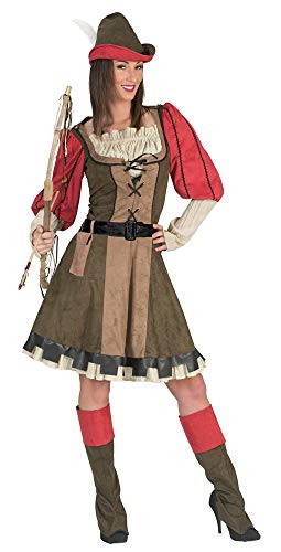 Lady Marian Robin Hood Kostüm für Damen - Grün Rot - Gr. 44/46 von Das Kostümland