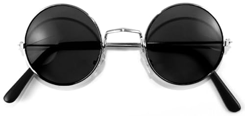 Lennon Brille | 60er 70er Jahre Party Kostüm Zubehör Nickelbrille (Schwarz) von Das Kostümland
