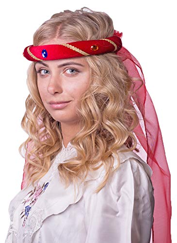 Mittelalter Haarband Rosalin für Damen zum Prinzessin oder Burgfräulein Kostüm - Rot von Das Kostümland