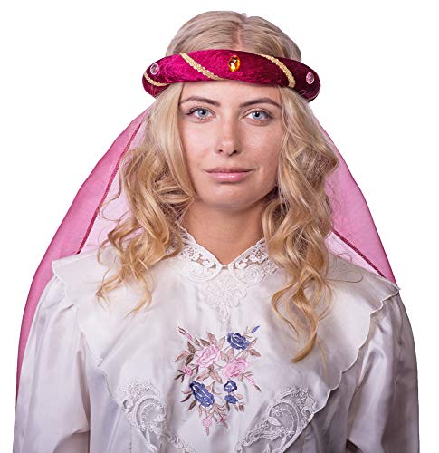 Das Kostümland Mittelalter Haarband Rosalin für Damen zum Prinzessin oder Burgfräulein Kostüm - Weinrot von Das Kostümland