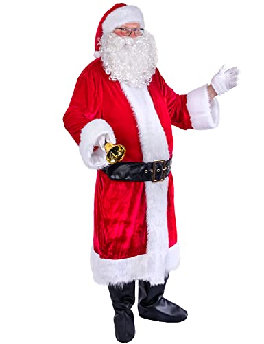 Nikolaus Weihnachtsmann Kostüm Set mit Mantel Nikolausmütze und Bart - Sehr schönes Komplettkostüm für Weihnachten - Gr. 58 60 XL XXL von Das Kostümland