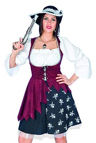 Piratin Kostüm "Jenna" für Damen | Piratenkostüm mit Totenköpfen (40/42) von Das Kostümland
