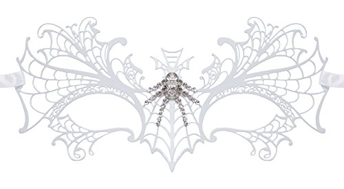 Schmetterlings Augenmaske Esmeralda - Weiß mit Strasselementen - Perfektes Zubehör für Ihr Kostüm als Edelfrau, Elfe oder Fee für Maskenball und Fasching von Das Kostümland