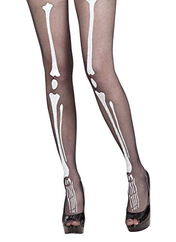 Strumpfhose Knochen Schwarz Weiß Gr. S M - Tolles Accessoire für Halloween oder Karneval Kostüme von Das Kostümland