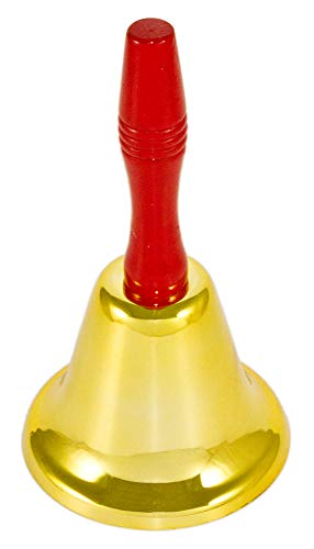 Weihnachtsmann Glocke 18 cm - Gold mit rotem Holzgriff - Handglocke zum Nikolaus Kostüm von Das Kostümland