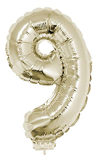 Zahlen Folienballon 41 cm mit Stab - Champagner Zahl 9 Zahlen Folienballon 41 cm mit Stab - Champagner Zahl 9 von Das Kostümland