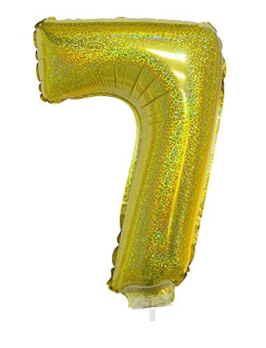 Zahlen Folienballon 41 cm mit Stab - Holografisch Gold Zahl 7 Zahlen Folienballon 41 cm mit Stab - Holografisch Gold Zahl 7 von Das Kostümland