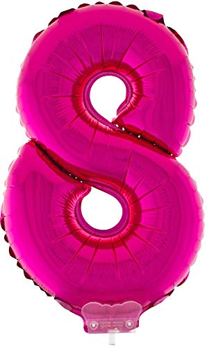 Zahlen Folienballon 41 cm mit Stab - Pink Zahl 8 Zahlen Folienballon 41 cm mit Stab - Pink Zahl 8 von Das Kostümland