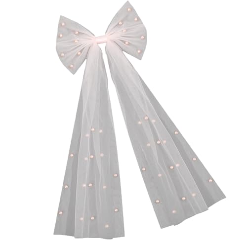 Dasbsug Funkelnder Schleier, Schleife, Kopfschmuck, Schleier, Perlen, Nieten, für Festzug, Abschlussball, Haarschmuck mit eleganten Perlen, eleganter Haarschmuck von Dasbsug